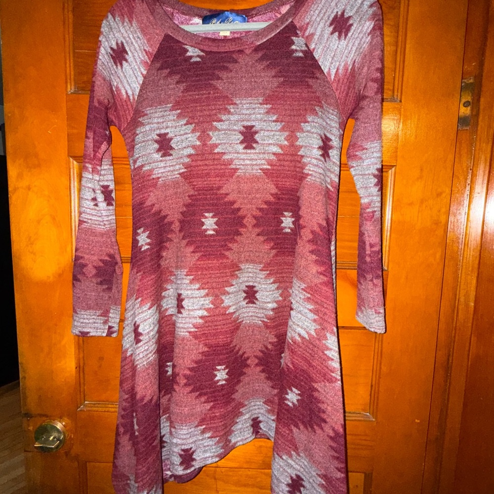 Women’s Blue Rain Tribal / Geometric Pattern Sweater Dress